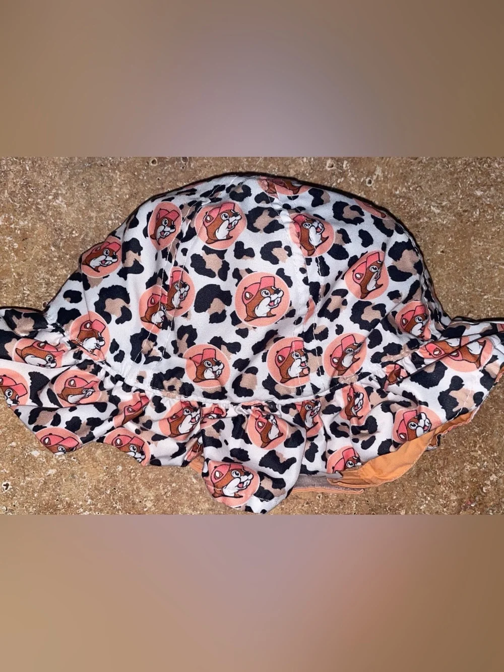 Girls' Pink Leopard Print Bucket Hat with Chipmunk Motif